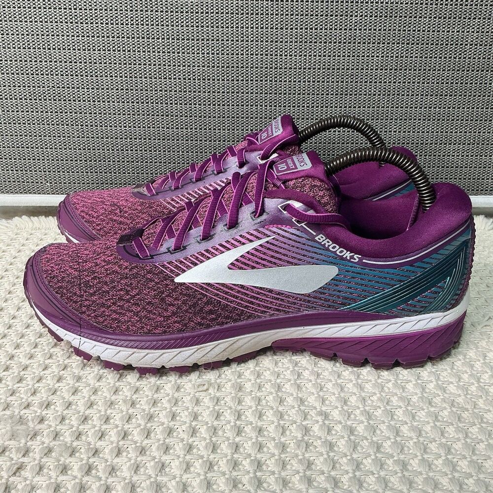 Brooks Ghost 10 Running Jogging Athletic Sneakers Shoes Women 11.5 Purple Silver
